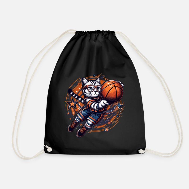 Basketball Cat Dunking Goggles Gift - Drawstring Bag - black