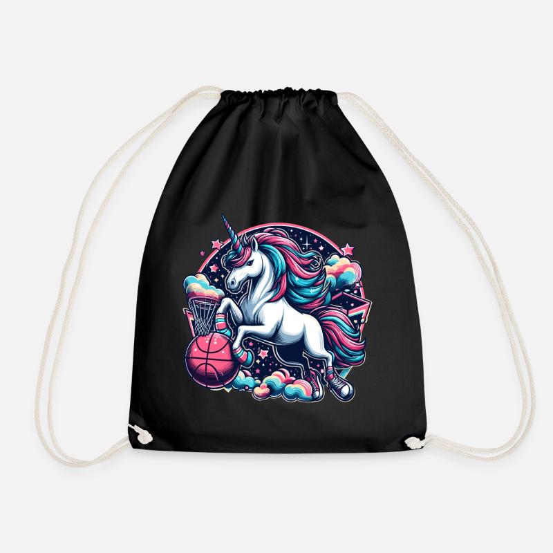 Basketball Einhorn Geschenk - Turnbeutel - Schwarz