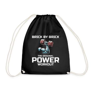 Bricklayer Bricklaying Humor Power Workout Funny - Drawstring Bag - black - Front
