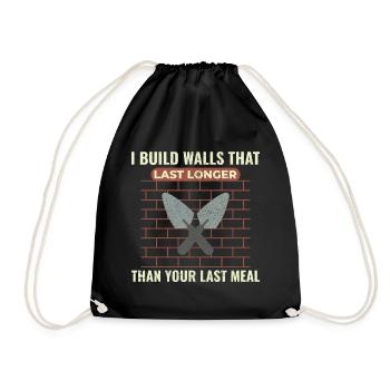 Bricklayer Masonry Construction Job Wall Builder - Drawstring Bag - black - Front