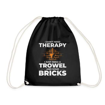Bricklayer Therapy Trowels and Bricks Brick Mason - Drawstring Bag - black - Front