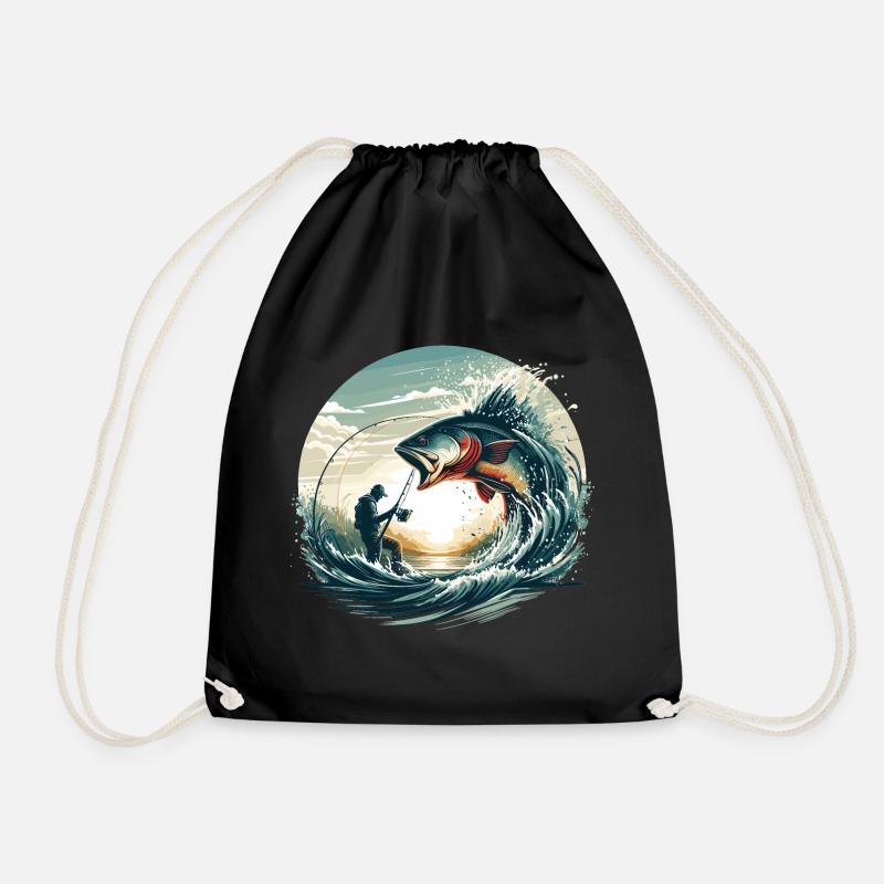 Angeln Angler Dynamik Geschenk - Turnbeutel - Schwarz