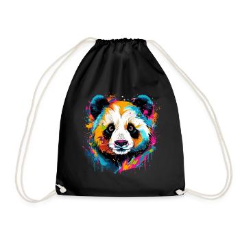 Colorful Panda Splashes of Paint Splashes - Drawstring Bag - black - Front