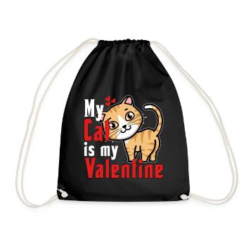 my cat is my valentine - Turnbeutel - Schwarz - Vorne