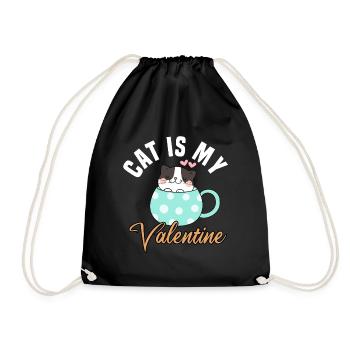 my cat is my valentine - Turnbeutel - Schwarz - Vorne