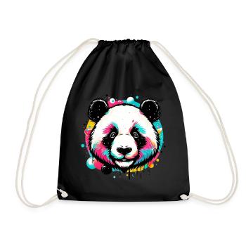 Panda - Turnbeutel - Schwarz - Vorne