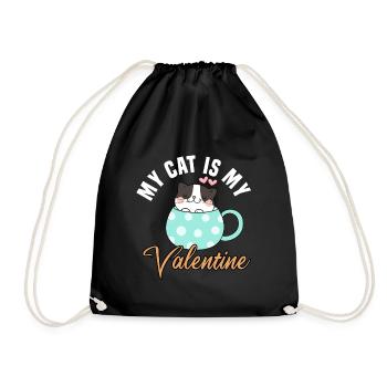 my cat is my valentine - Turnbeutel - Schwarz - Vorne