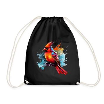 Colorful Red Cardinal Splashes of Paint Splashes - Drawstring Bag - black - Front