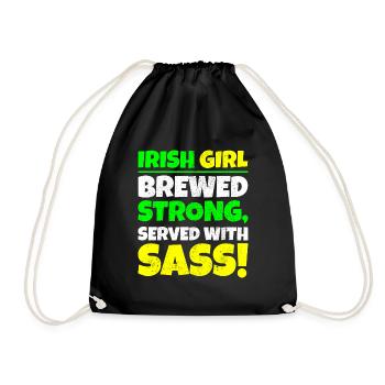 Irish Girl: Starker St. Patricks Day gebraut - Turnbeutel - Schwarz - Vorne