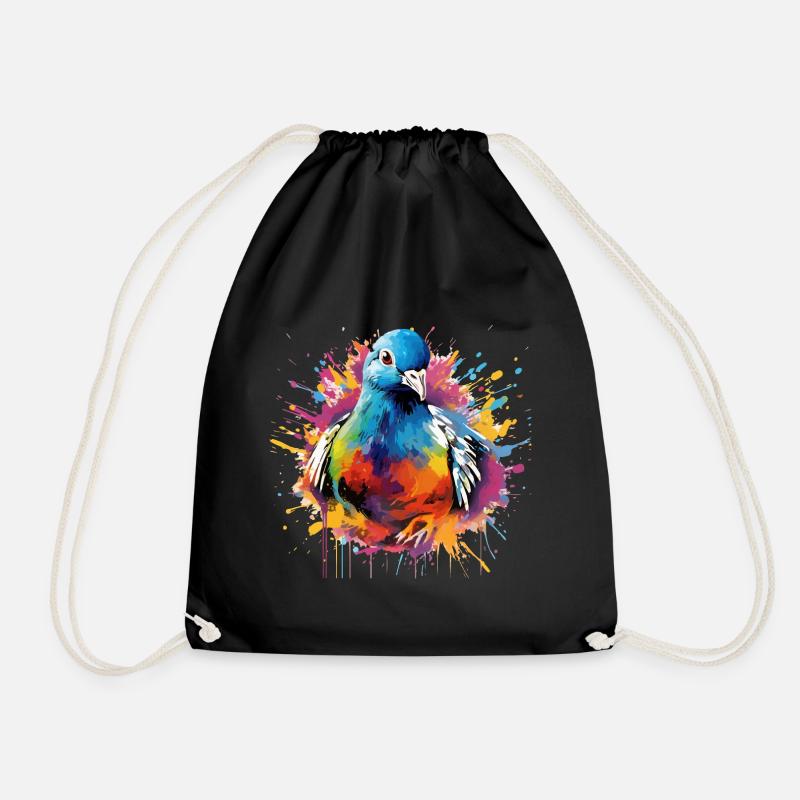 Bunte Taube Farbkleckse Farbspritzer - Turnbeutel - Schwarz