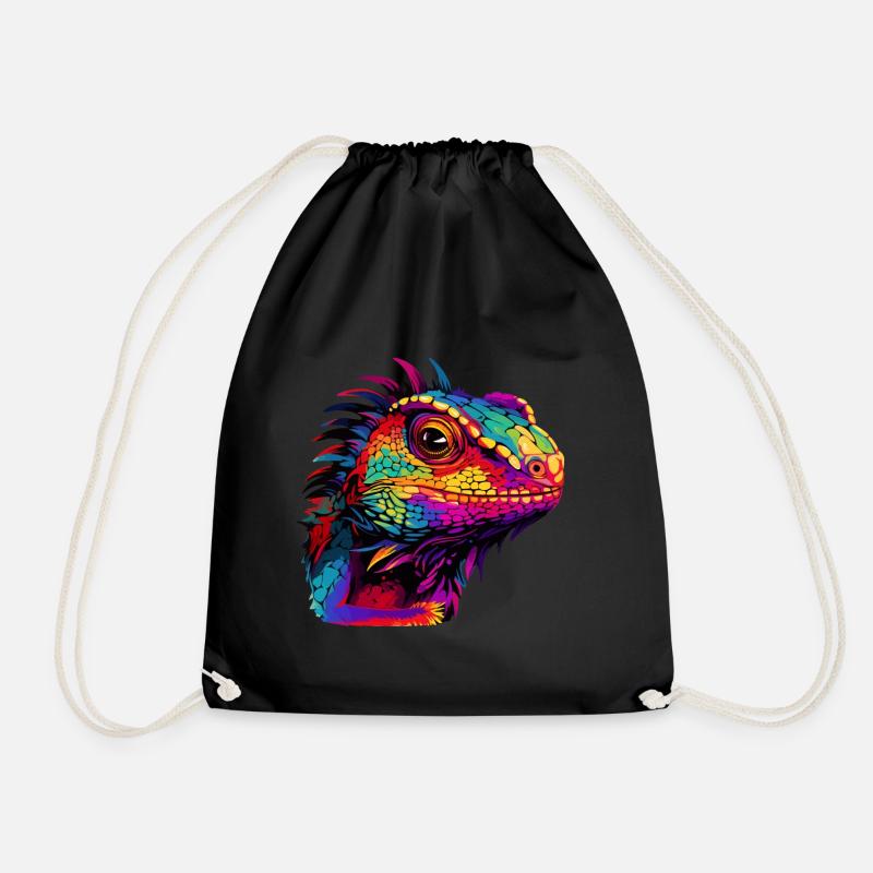 Bunte Eidechse Farbkleckse Farbspritzer - Turnbeutel - Schwarz