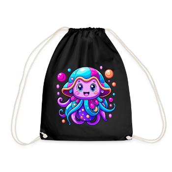Cute Jellyfish - Drawstring Bag - black - Front
