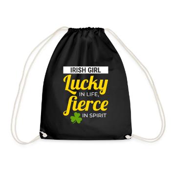 Irish Girl: Lucky & Fierce Humour - Drawstring Bag - black - Front