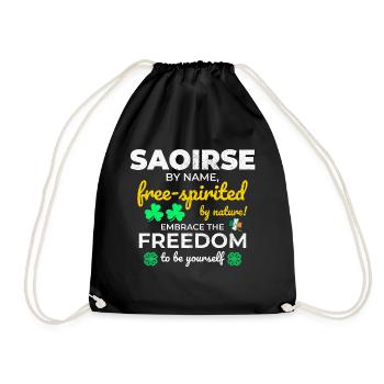 Funny Irish Girl Name: Saoirse - Free-Spirited - Drawstring Bag - black - Front