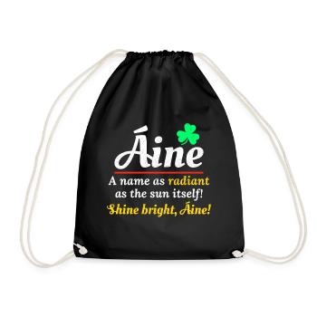 Lustiger irischer Mädchenname: Áine - Strahlender Name - Turnbeutel - Schwarz - Vorne