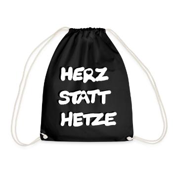 Heart instead of agitation - Drawstring Bag - black - Front