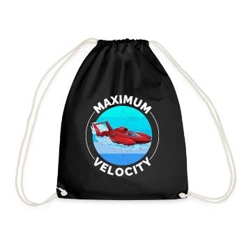 Hydroplane Boat Racing Speedboat Powerboat - Drawstring Bag - black - Front