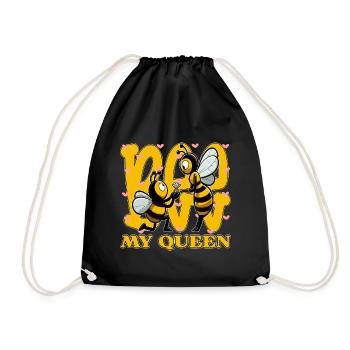 Bee My Queen, Sweet Bee Proposal - Drawstring Bag - black - Front