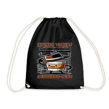 Perky Espresso, Brew Your Day Right - Drawstring Bag - black - Front