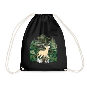 forest, forest dweller, deer, moose, Sweden, antlers, wild - Drawstring Bag - black - Front