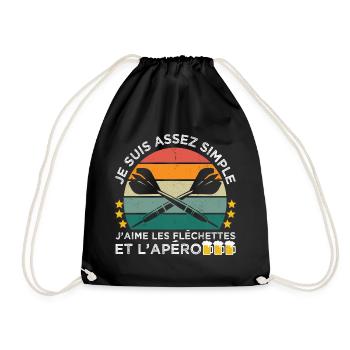 J' aime les fléchettes et l' apéro cadeau vintage - Sac de sport léger - noir - Devant