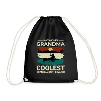 kayaking Gradma Kayak Canoe Kayaker Funny - Drawstring Bag - black - Front