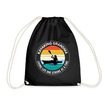 kayaking Gradma Kayak Canoe Kayaker Funny - Drawstring Bag - black - Front