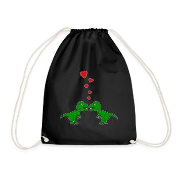 Tyrannosaurus TRex Liebespaar Liebe - Turnbeutel - Schwarz - Vorne