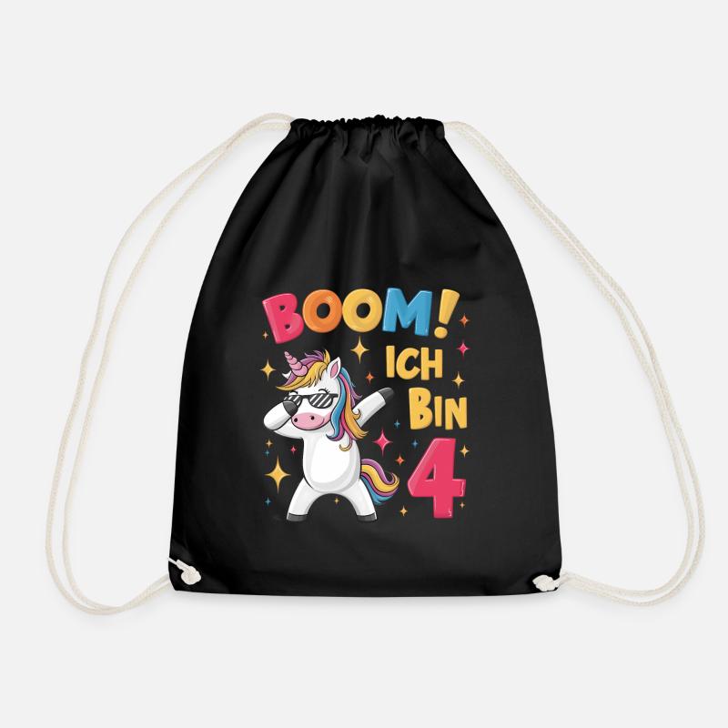 Boom! Ich bin 4 - Einhorn - Turnbeutel - Schwarz