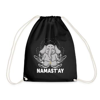 lustiger Namaste Yoga Elefant - Turnbeutel - Schwarz - Vorne