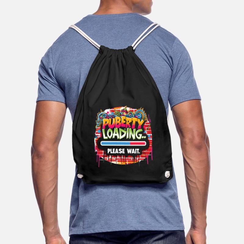 Puberty loading... please wait Drawstring Bag