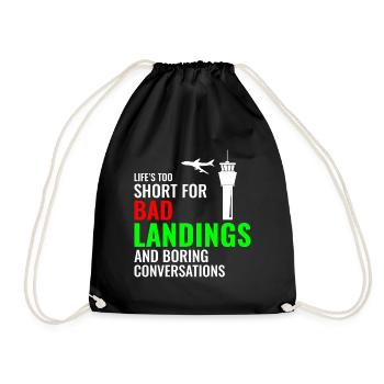 Fluglotse ATC Aviation Humor Flugzeug - Turnbeutel - Schwarz - Vorne