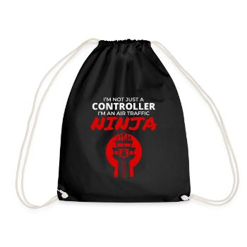 Air Traffic Controller Ninja ATC Aviation Humor - Drawstring Bag - black - Front
