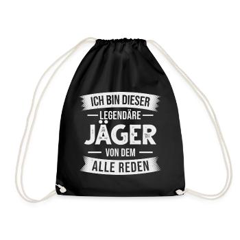 Jäger Jagd Jagen Hirsch Wild - Turnbeutel - Schwarz - Vorne