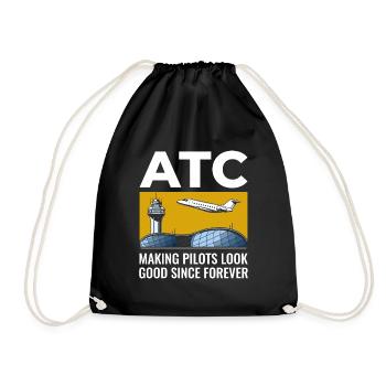 Fluglotse ATC Aviation Humor Flugzeug - Turnbeutel - Schwarz - Vorne