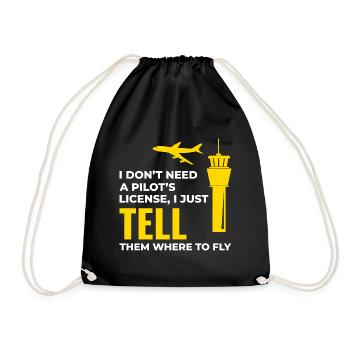 Fluglotse ATC Aviation Humor Flugzeug - Turnbeutel - Schwarz - Vorne