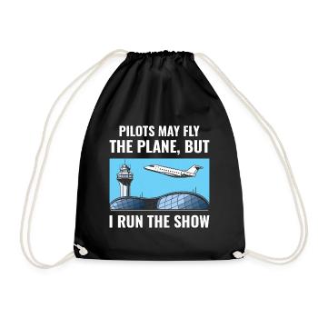 Fluglotse ATC Aviation Humor Flugzeug - Turnbeutel - Schwarz - Vorne