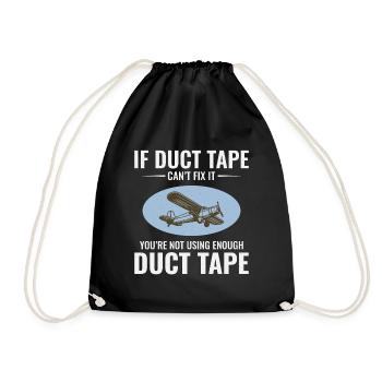 Aircraft Mechanic Aviation Maintenance Duct Tape - Drawstring Bag - black - Front