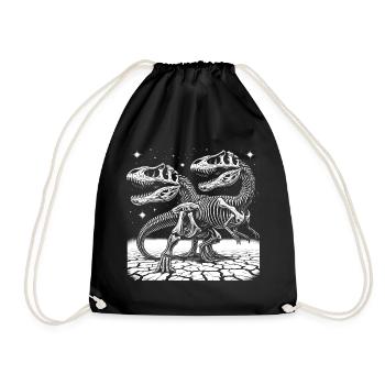 Black and white dinosaur skeletons for dinosaur fans - Drawstring Bag - black - Front