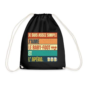 J' aime le baby-foot et l' apéro cadeau vintage - Sac de sport léger - noir - Devant