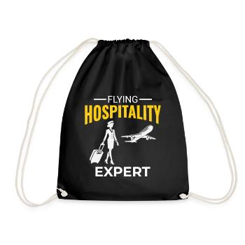 Flight Attendant Aviation Cabin Crew Air Hostess - Drawstring Bag - black - Front