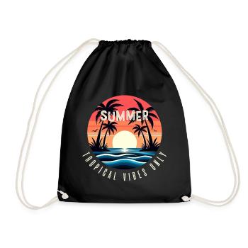 Nur tropische Sommer-Vibes - Turnbeutel - Schwarz - Vorne
