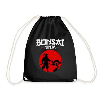 Japanischer Bonsai Gärtner Baum Sammler Ninja - Turnbeutel - Schwarz - Vorne