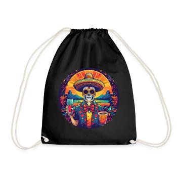 5 de Mayo Party Drinko de Mayo Sugar Skull Drink - Drawstring Bag - black - Front