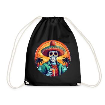 5 de Mayo Party Drinko de Mayo Sugar Skull Drink - Drawstring Bag - black - Front