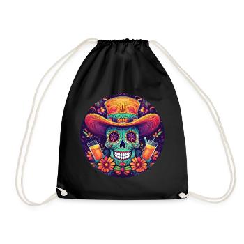 5 de Mayo Party Drinko de Mayo Sugar Skull Drink - Drawstring Bag - black - Front