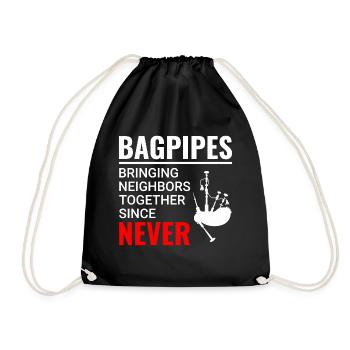 Bagpipe Player Instrument Scottish Scotland Music - Drawstring Bag - black - Front