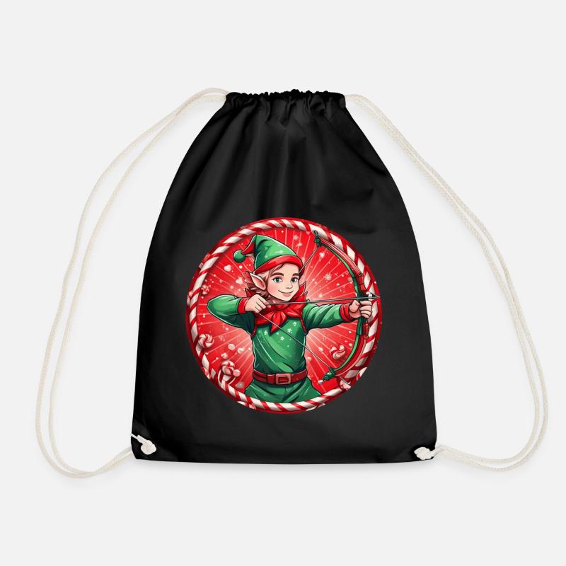 Weihnachtself Bogenschießen - Turnbeutel - Schwarz