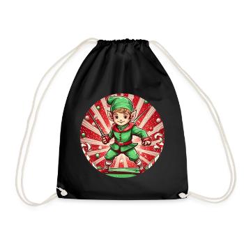 Christmas Elf Fencing - Drawstring Bag - black - Front