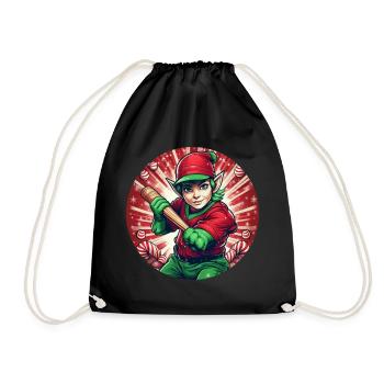 Christmas Elf baseball - Drawstring Bag - black - Front